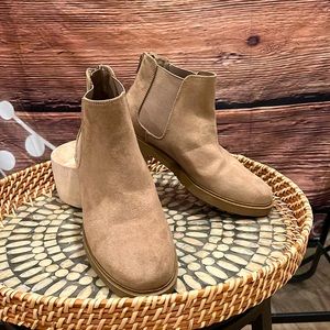KENSIE SAND COLORED FAUX SUEDE ANKLE BOOT